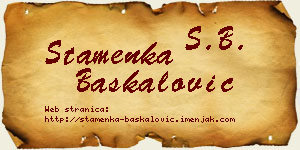 Stamenka Baškalović vizit kartica